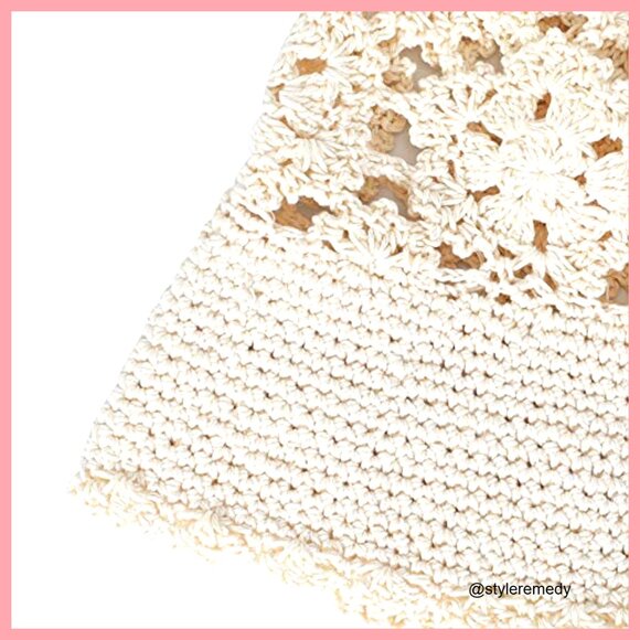 100% Cotton Handmade Crochet Knit Floral Summer Bucket Hat